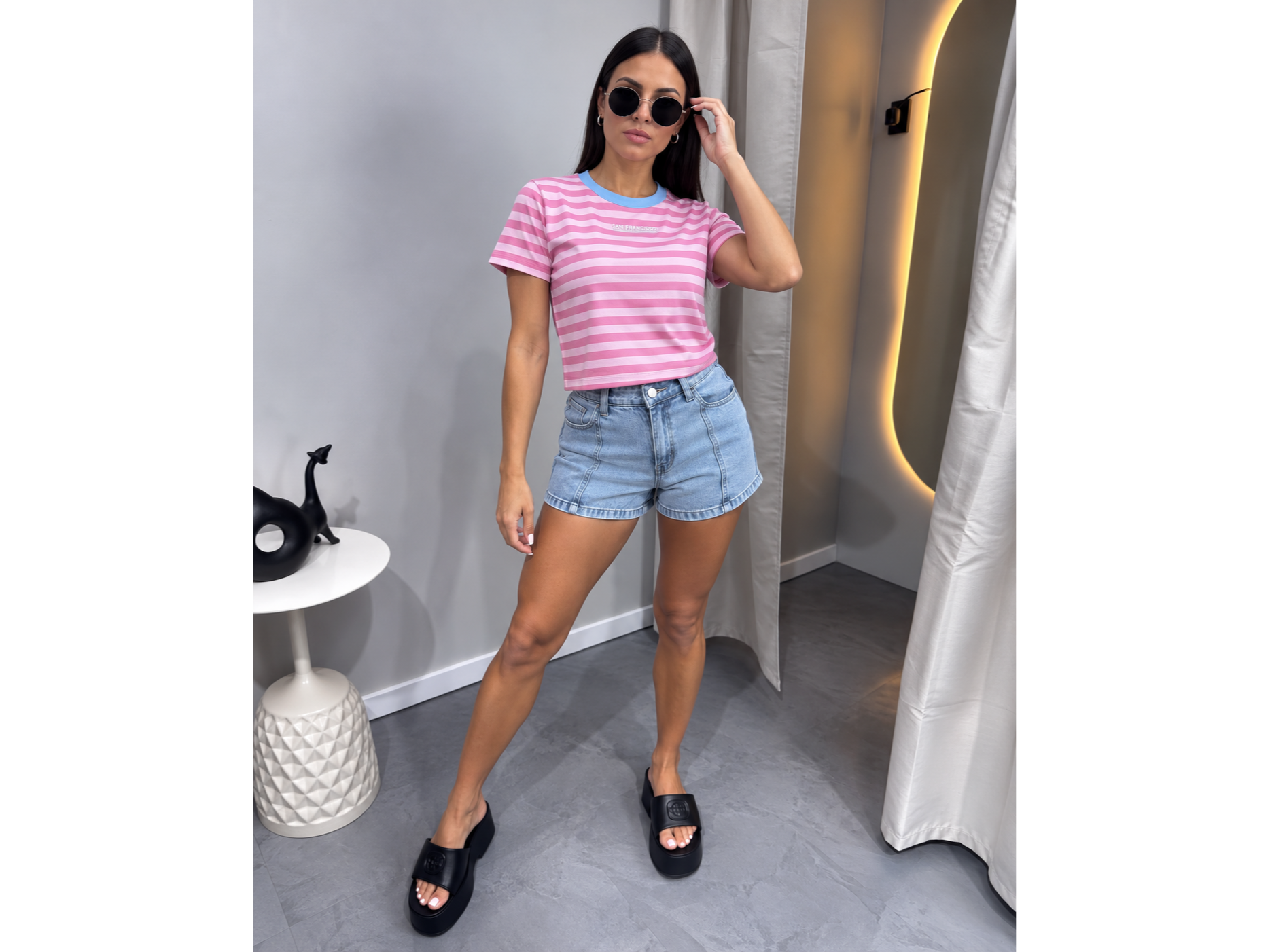 Remera raya chiquita  ROSADO