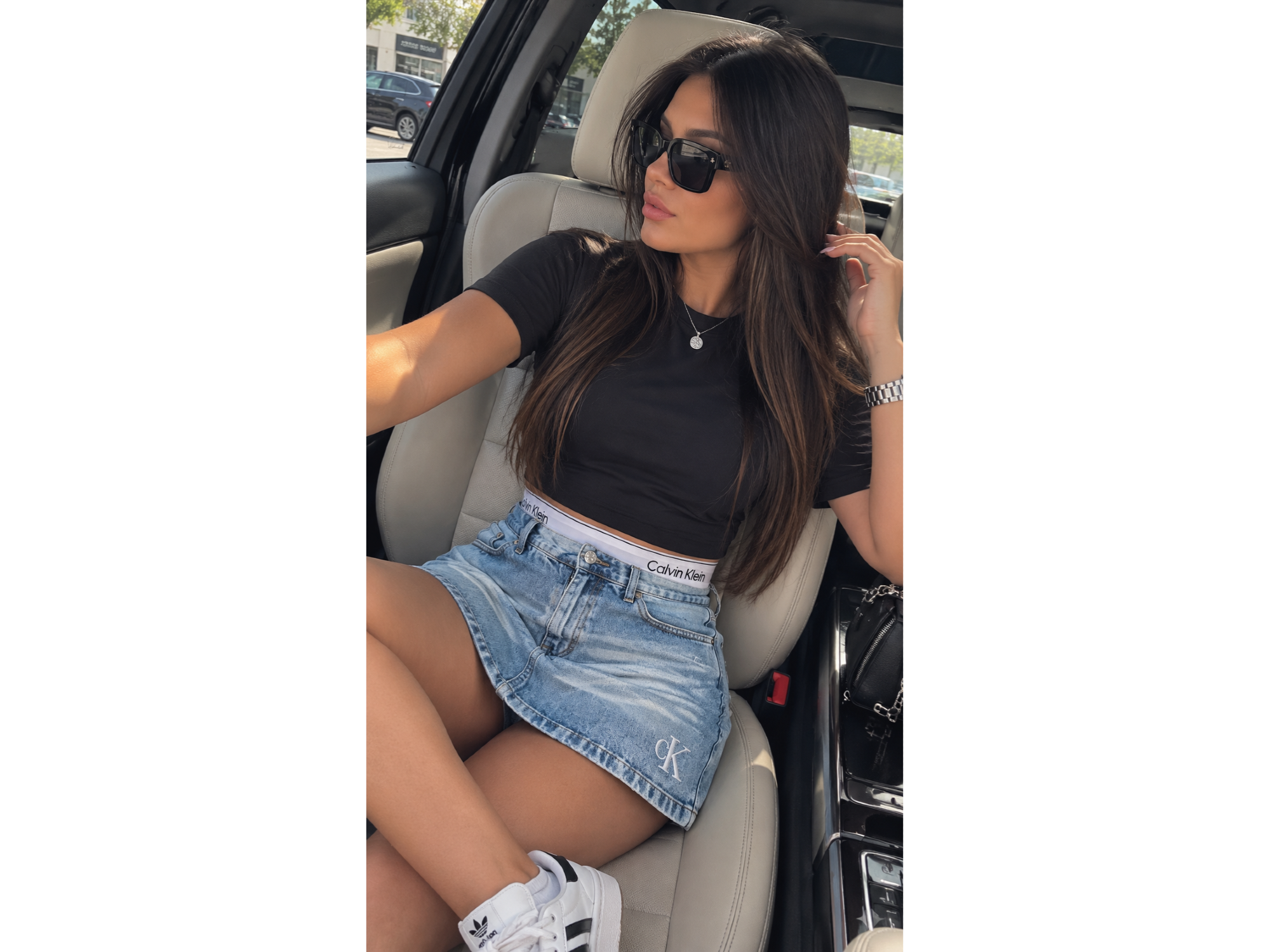 SHORT POLLERA CK CELESTE
