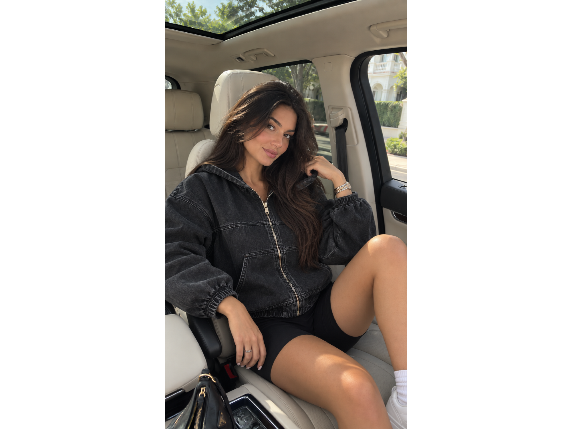 Campera jeans bomber NEGRA