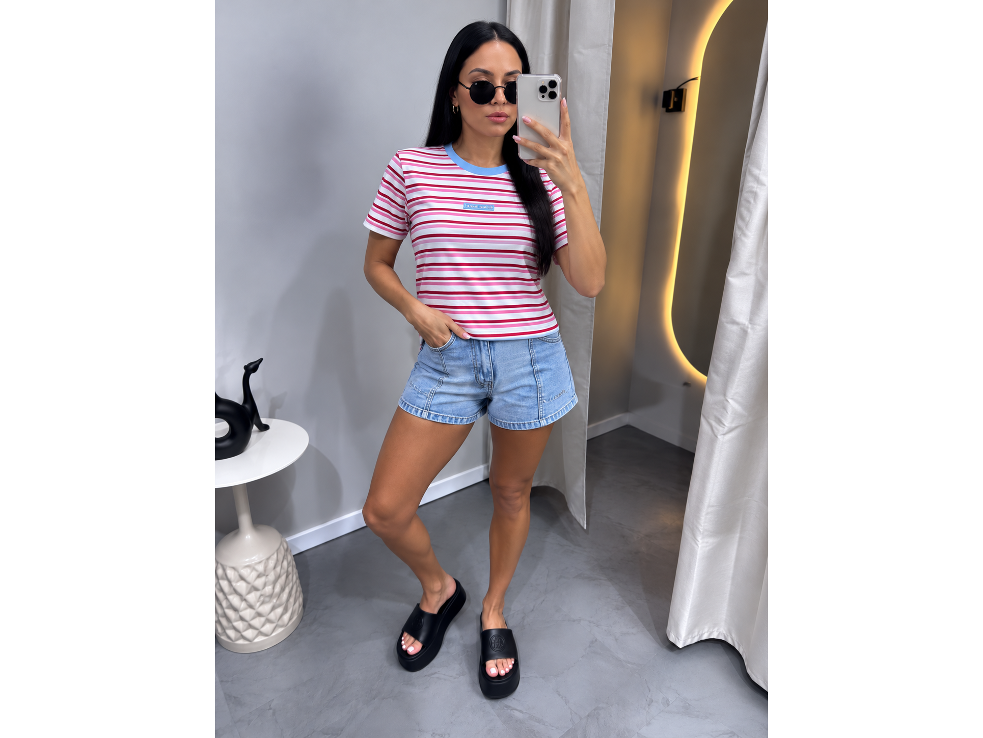 Remera raya chiquita  ROJO/FUSCIA