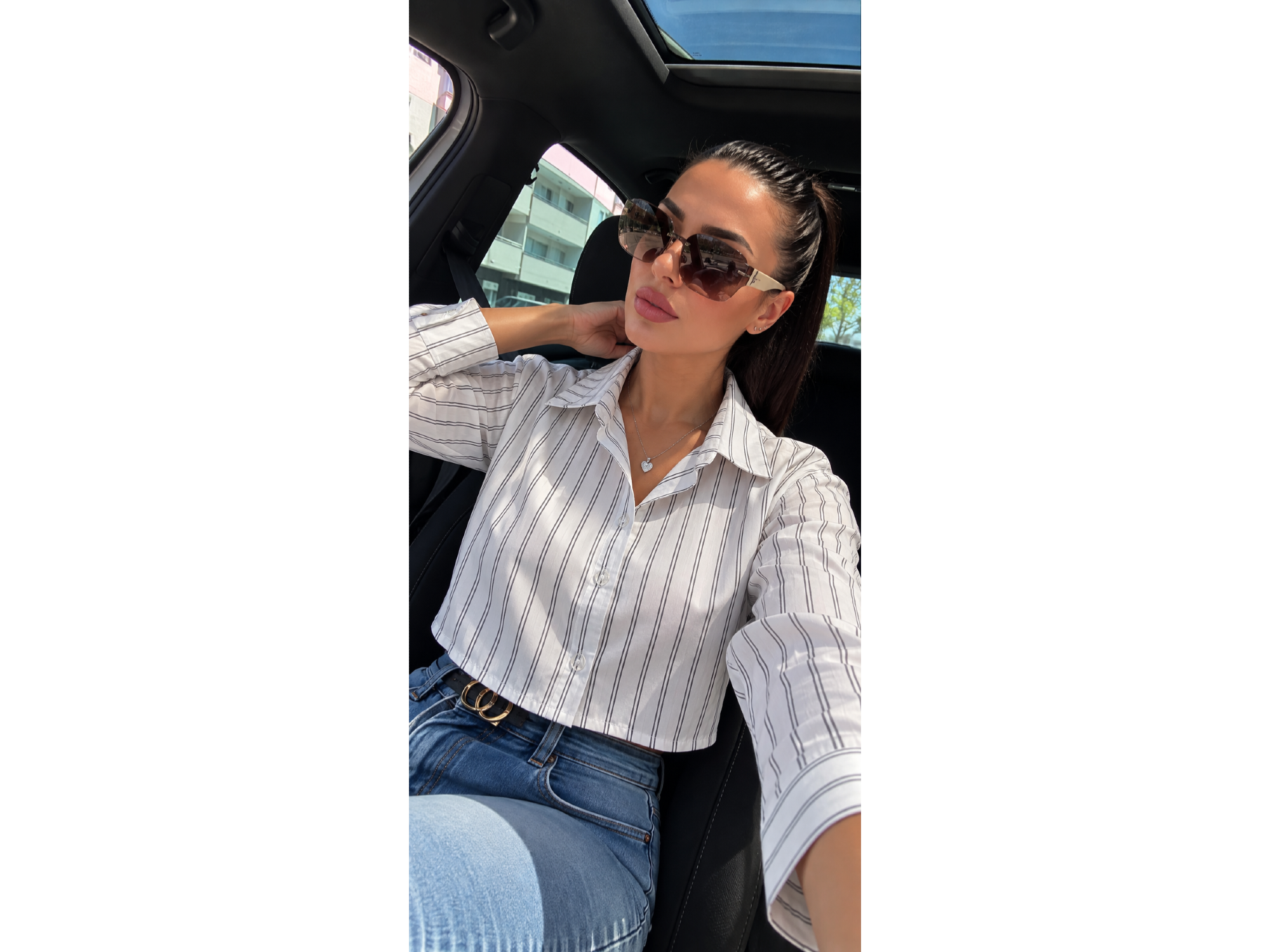 CAMISA CORTA BLANCA RAYA