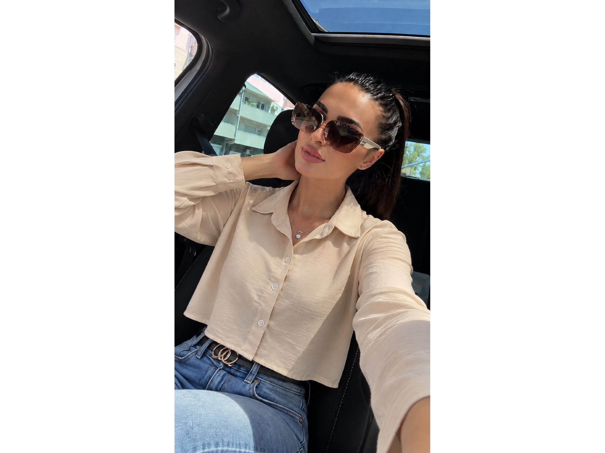 CAMISA CORTA BEIGE