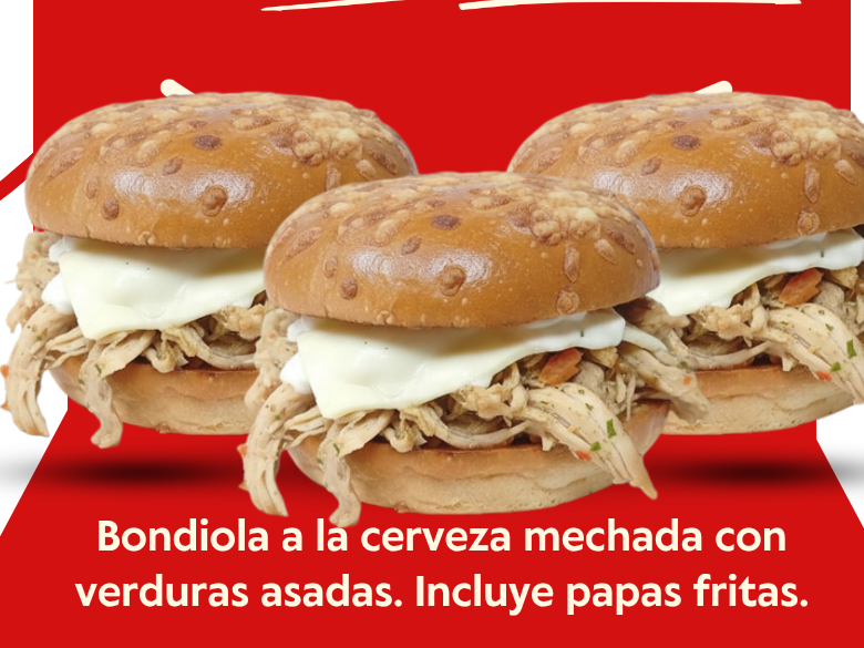 3 sandwich de bondiola a la cerveza