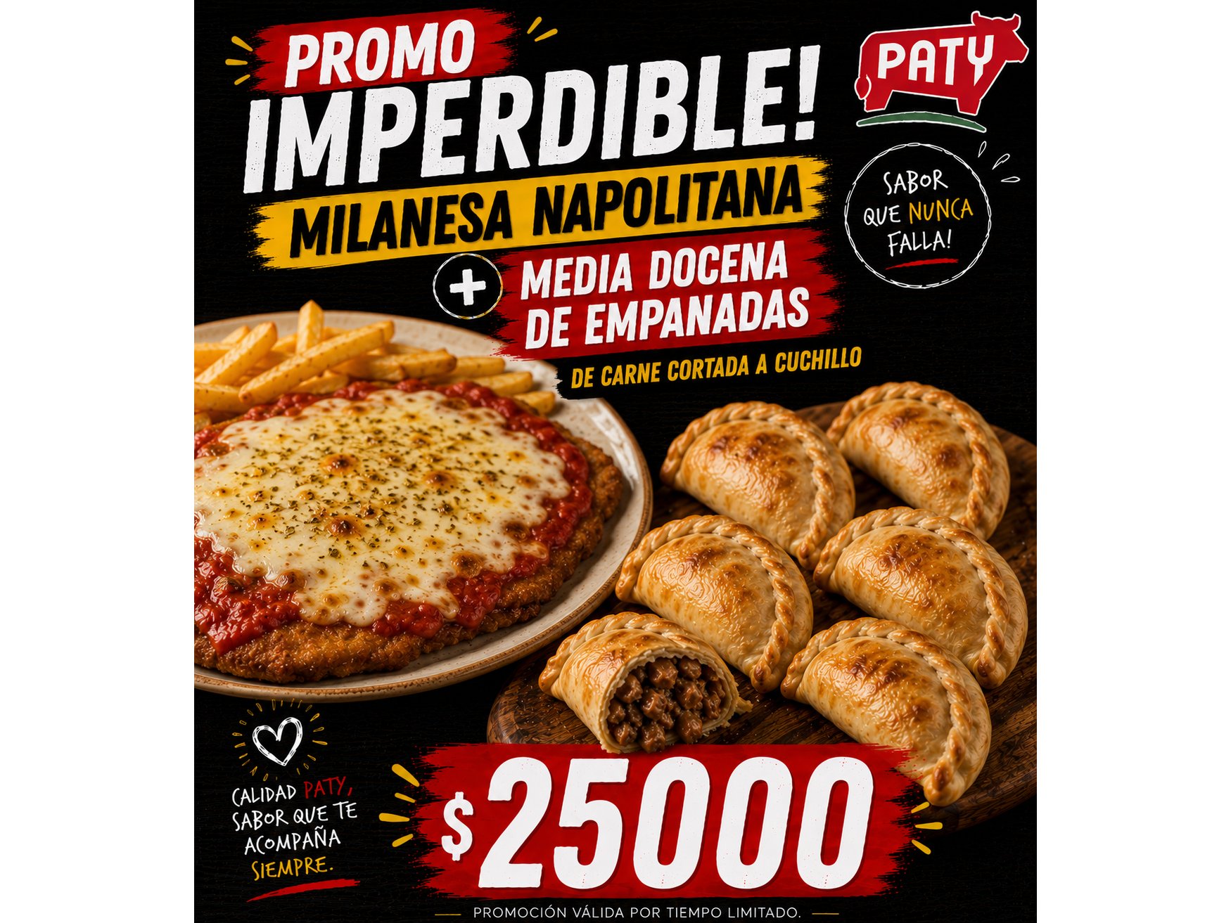 Milanesa napolitana + 1/2 doc empanadas