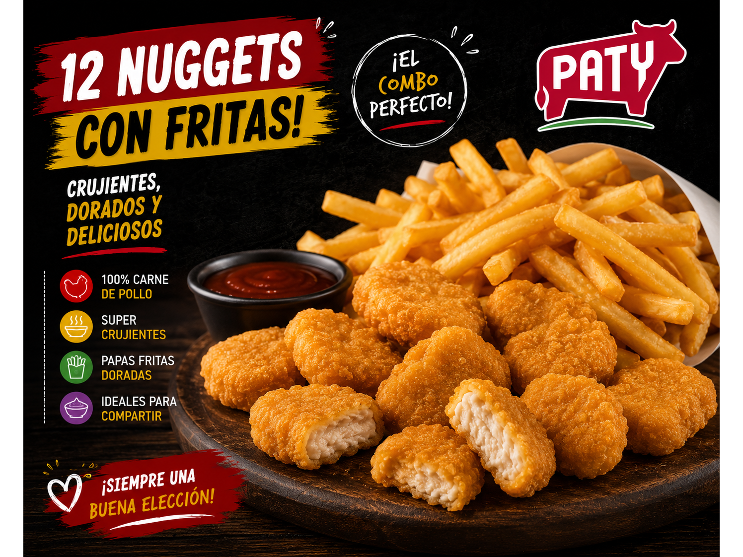 12 Nuggets + papas fritas