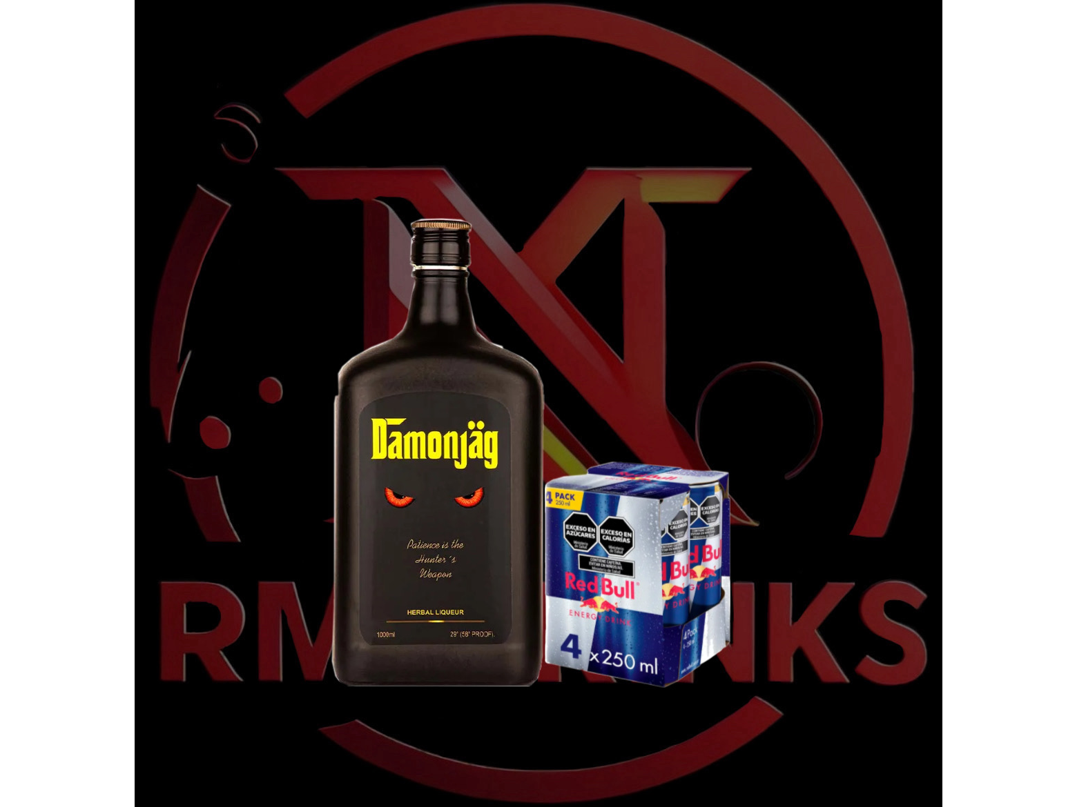 Damonjäg 1l + 4 Red Bull 250ml
