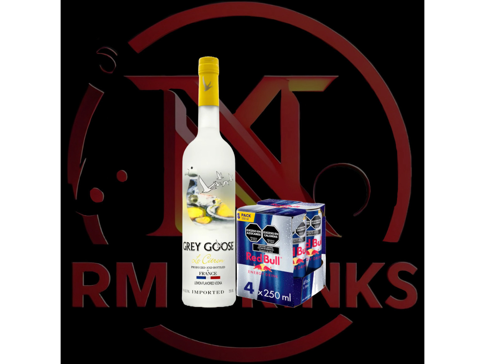 Grey Goose + 4 Red Bull 250ml