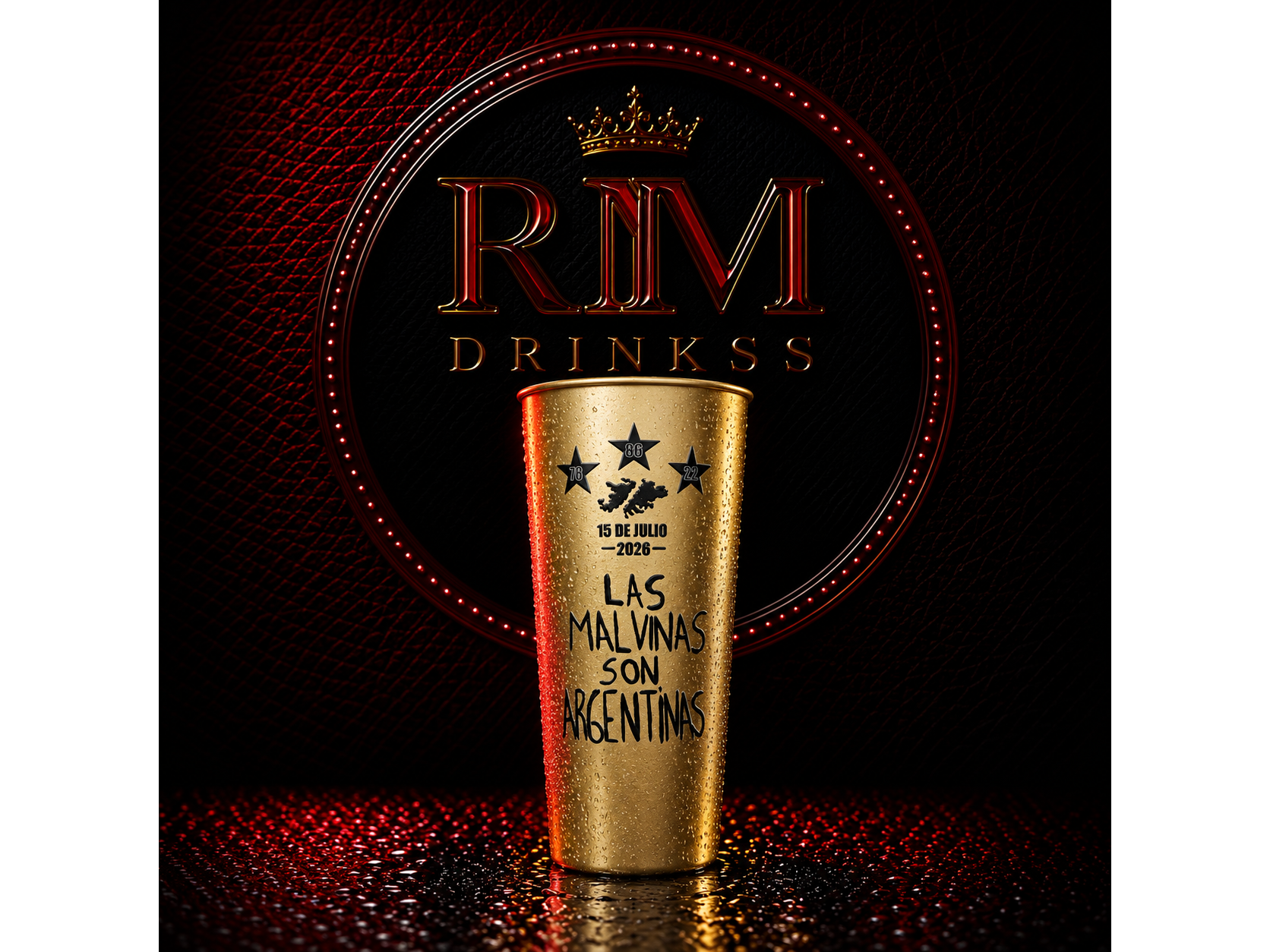 Vaso Malvinas Dorado
