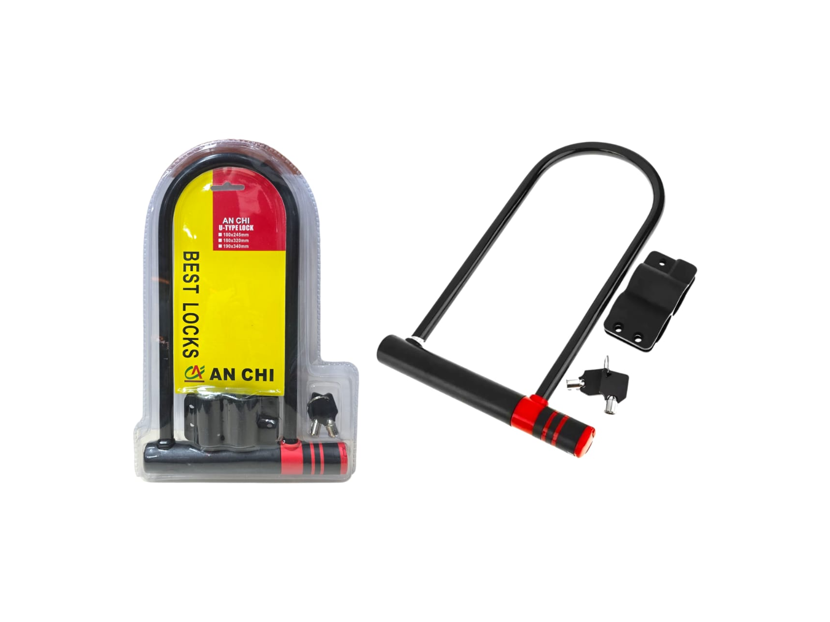 CANDADO TRABA U SEGURIDAD MOTO Y BICI 180*320MM