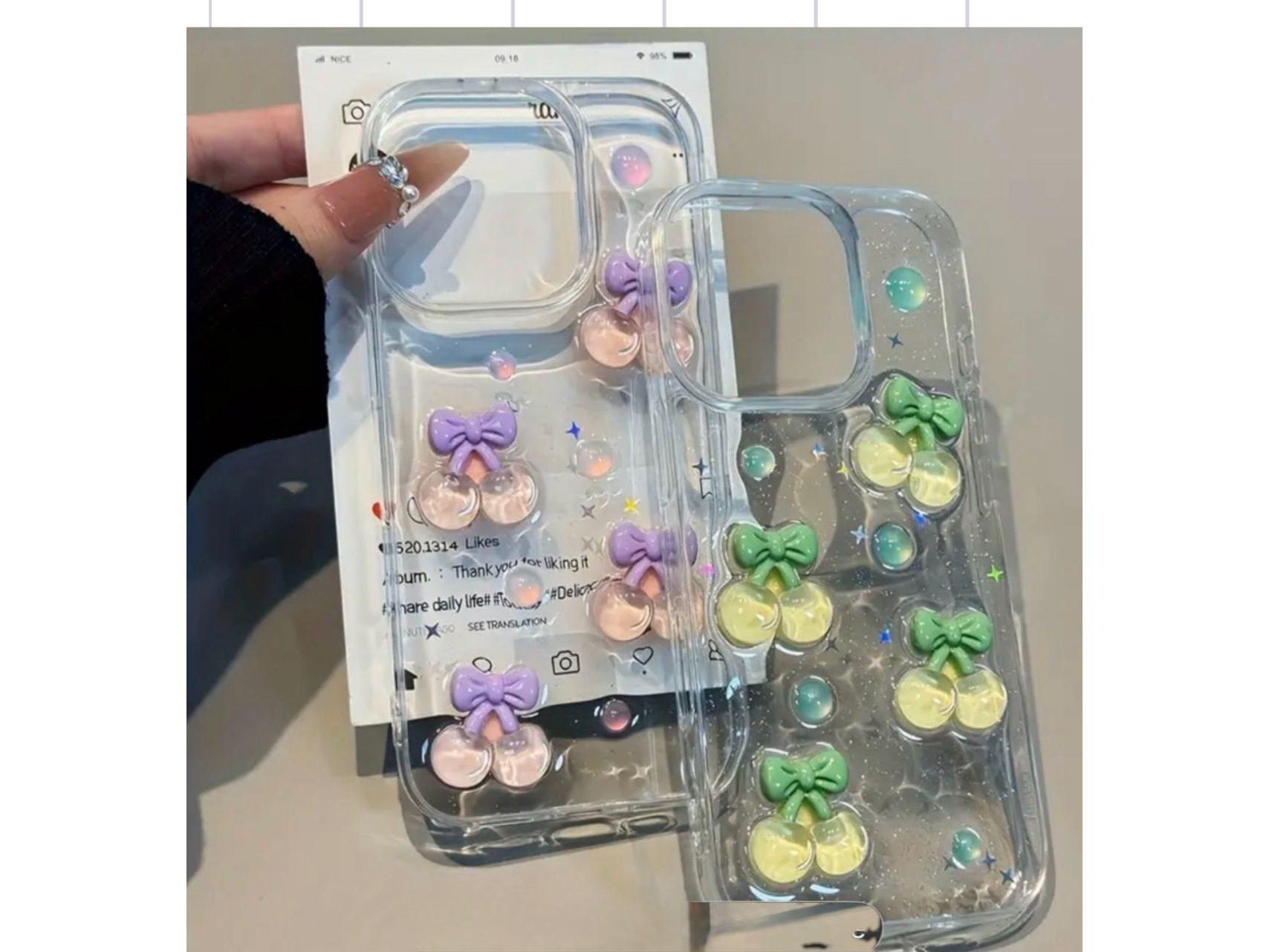FUNDA DISEÑO CEREZA RELIEVE