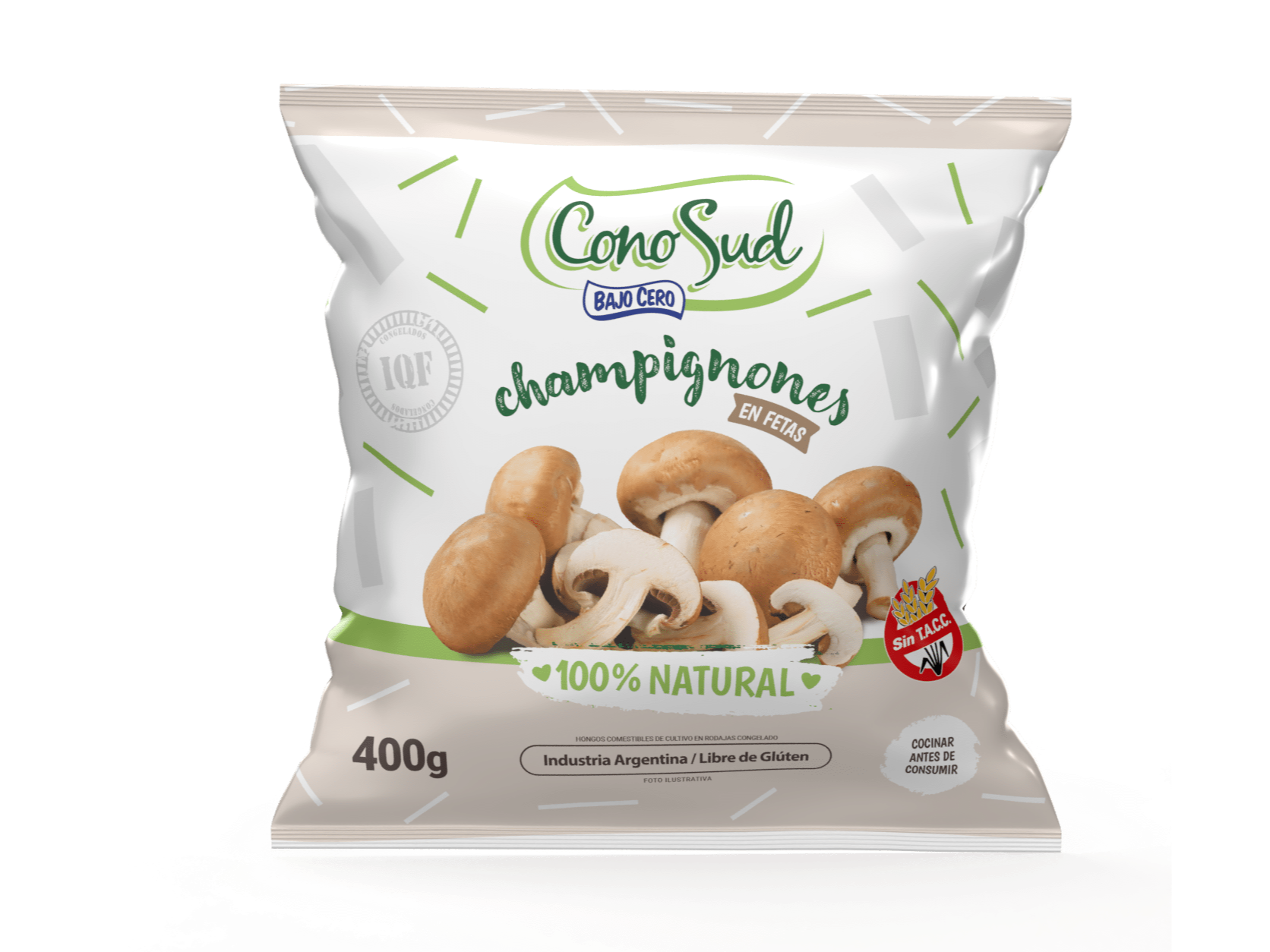 Champiñones en Fetas congelados  400 gramos