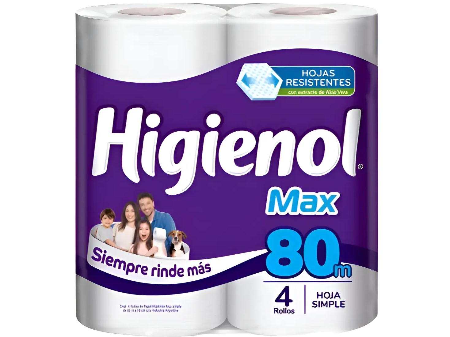 PAPEL HIGIÉNICO 4 UN X 80 MTS HOJA SIMPLE HIGIENOL