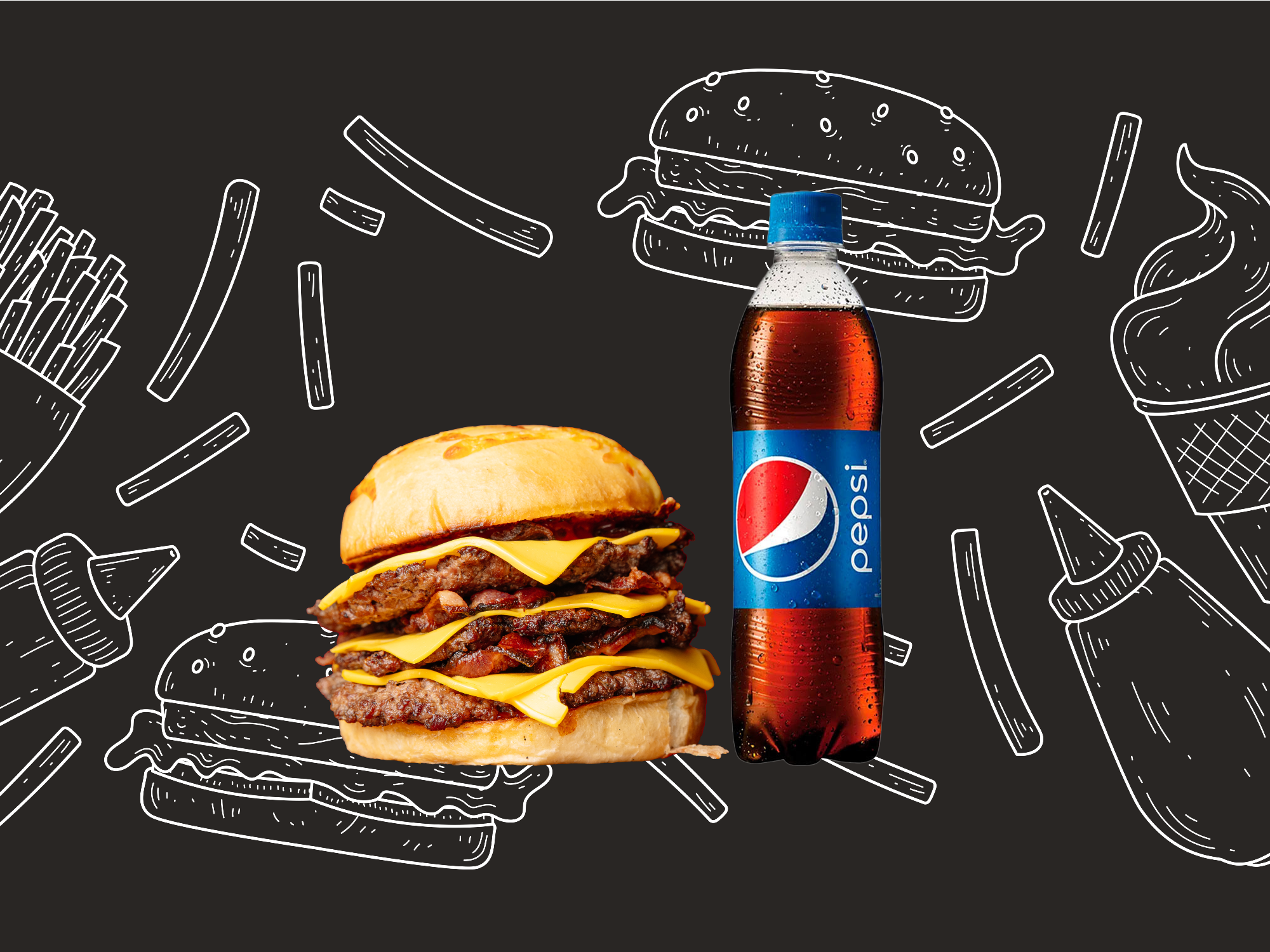 1 burger doble a eleccion + 1 bebida