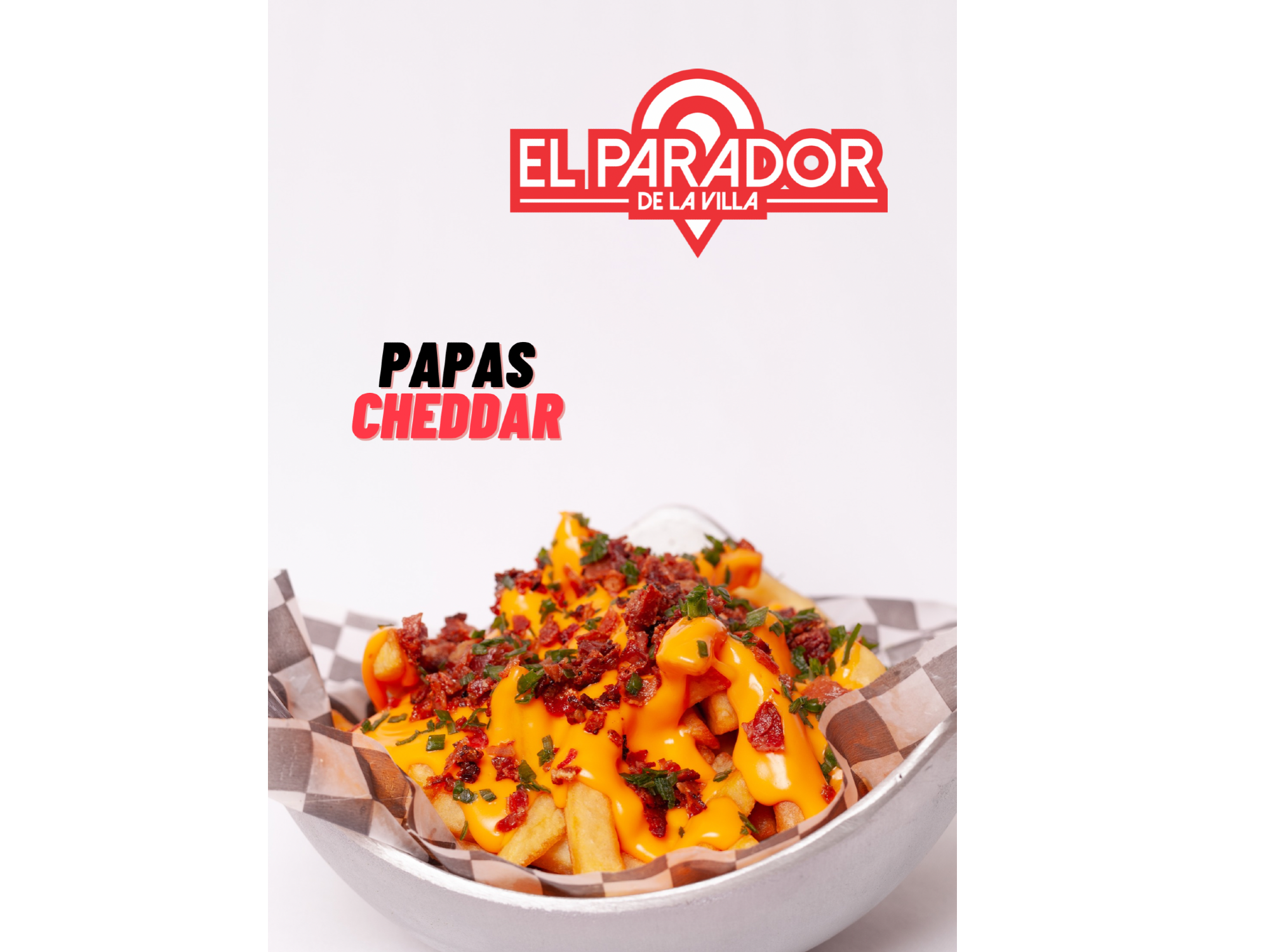 Papas con cheddar y panceta