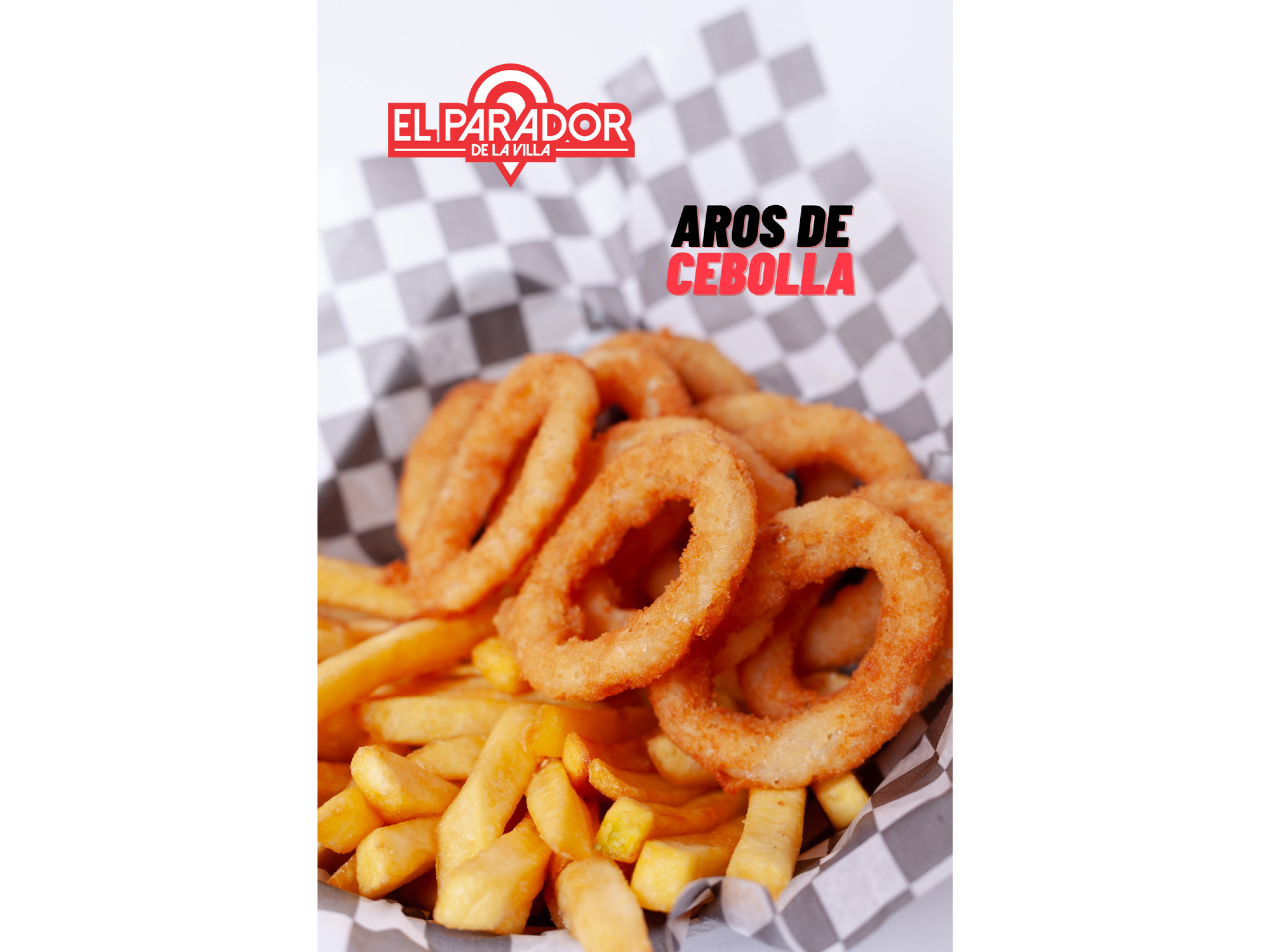 Aros de cebolla y papas fritas