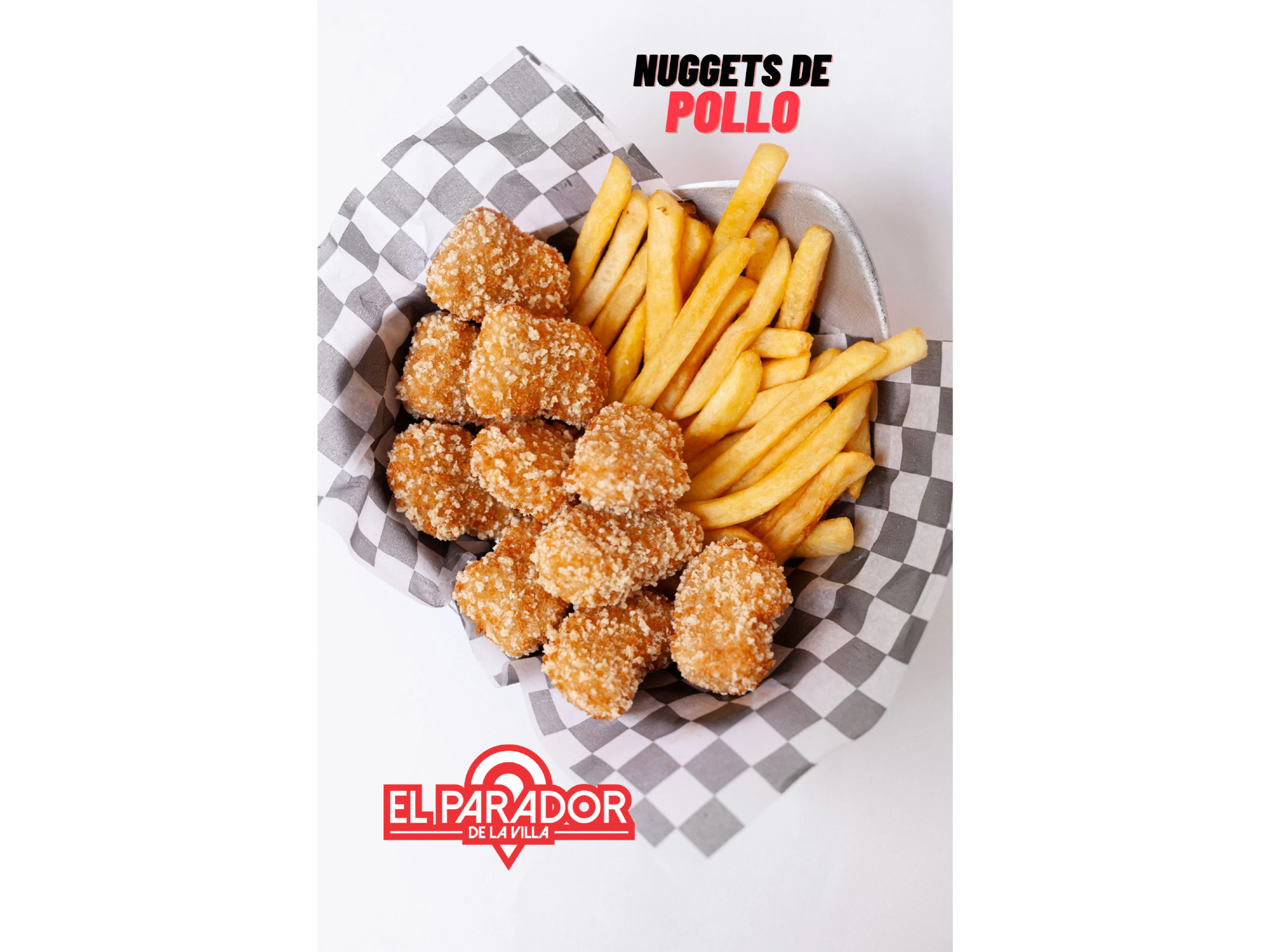 Nuggets de pollo y papas fritas