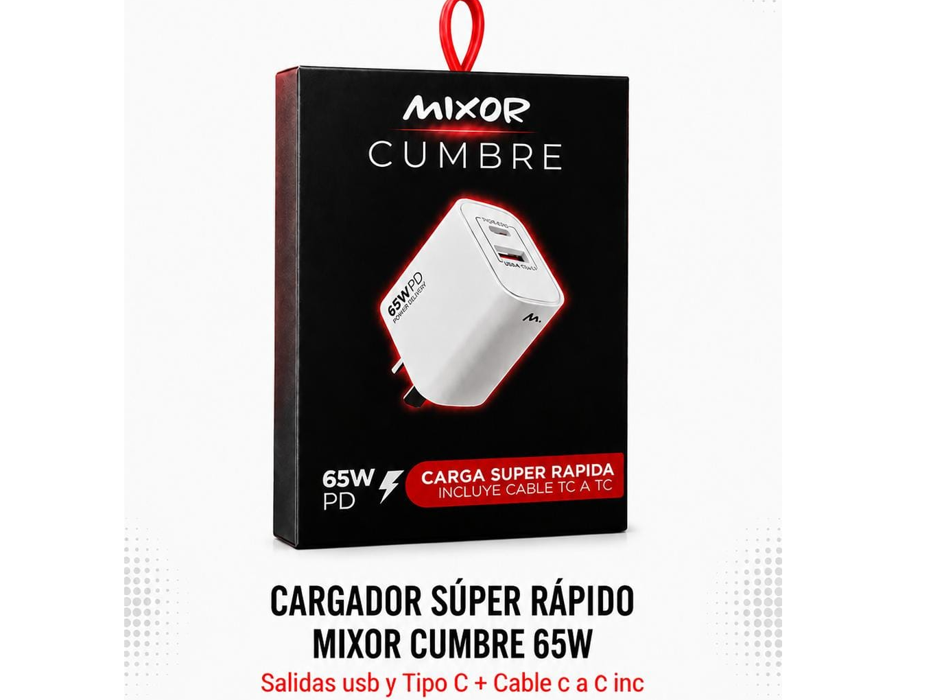 CARGADOR MIXOR CUMBRE 65W SUPER RAPIDO