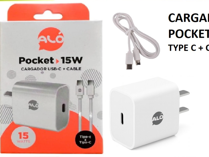 CARGADOR ALO POCKET 15W SALIDA C + CABLE C A C
