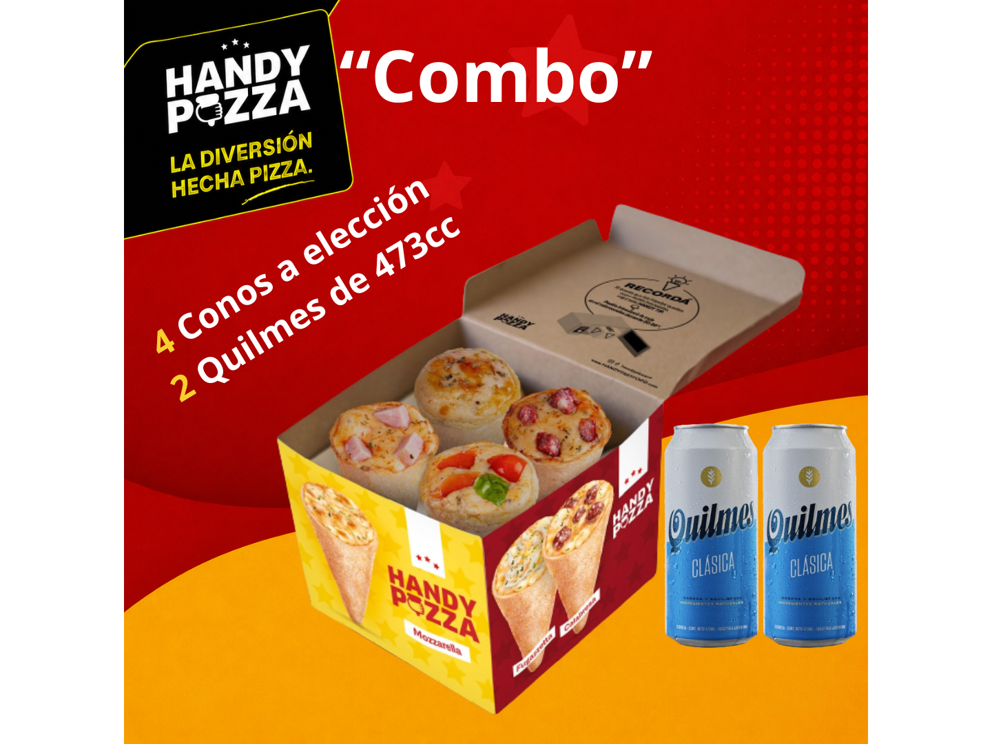 4 Handy a eleccion + 2 Quilmes de 473cc