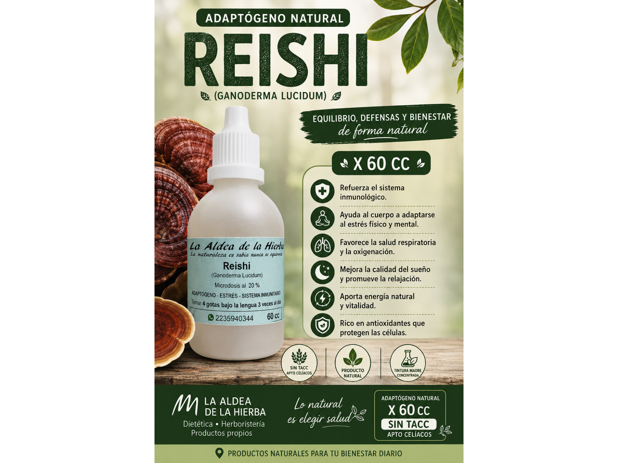 Reishi — Adaptógeno x 60 cc de Dietetica La aldea -jara