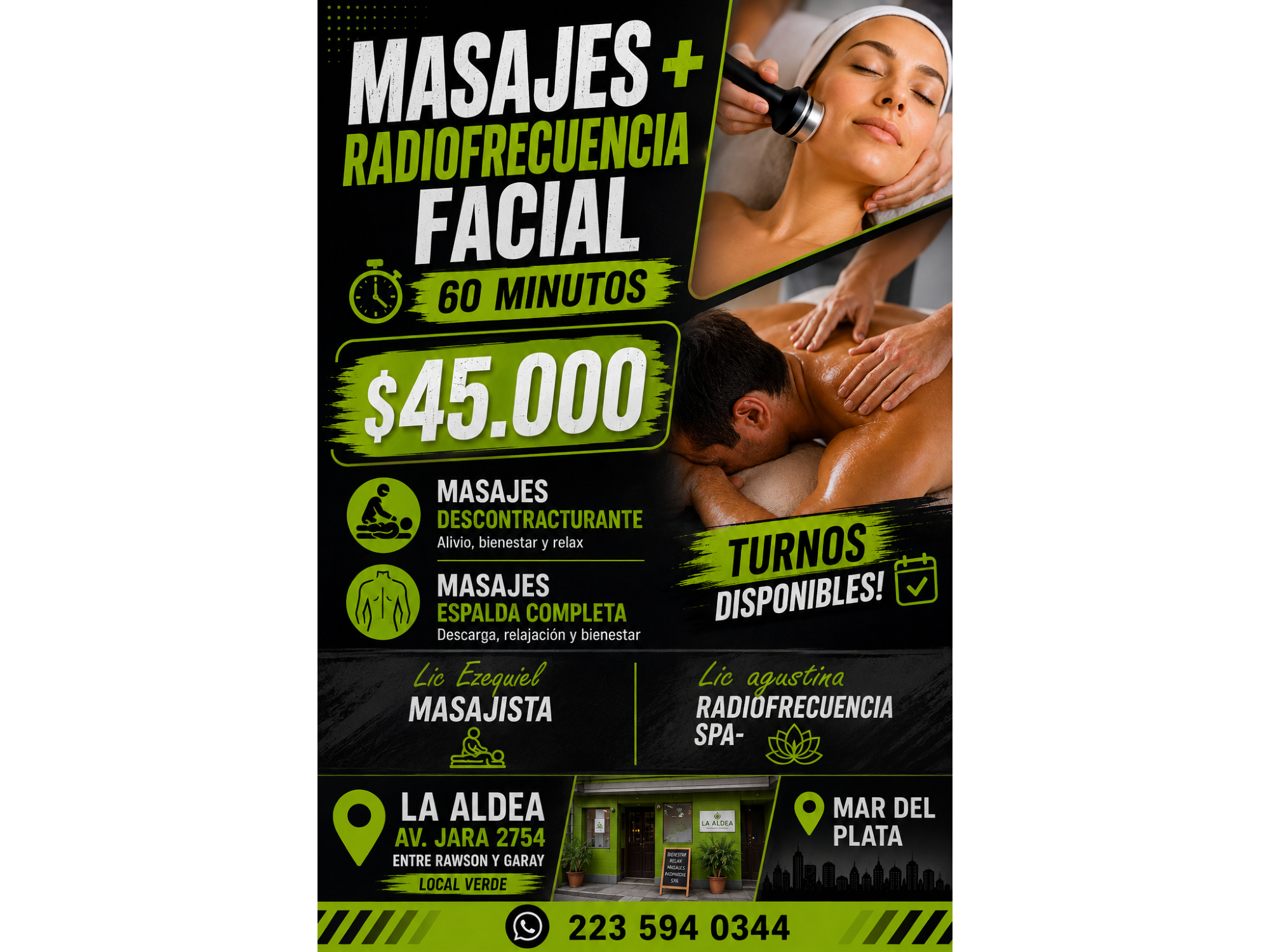 PROMO MASAJES + RADIOFRECUENCIA FACIAL 60 minutos