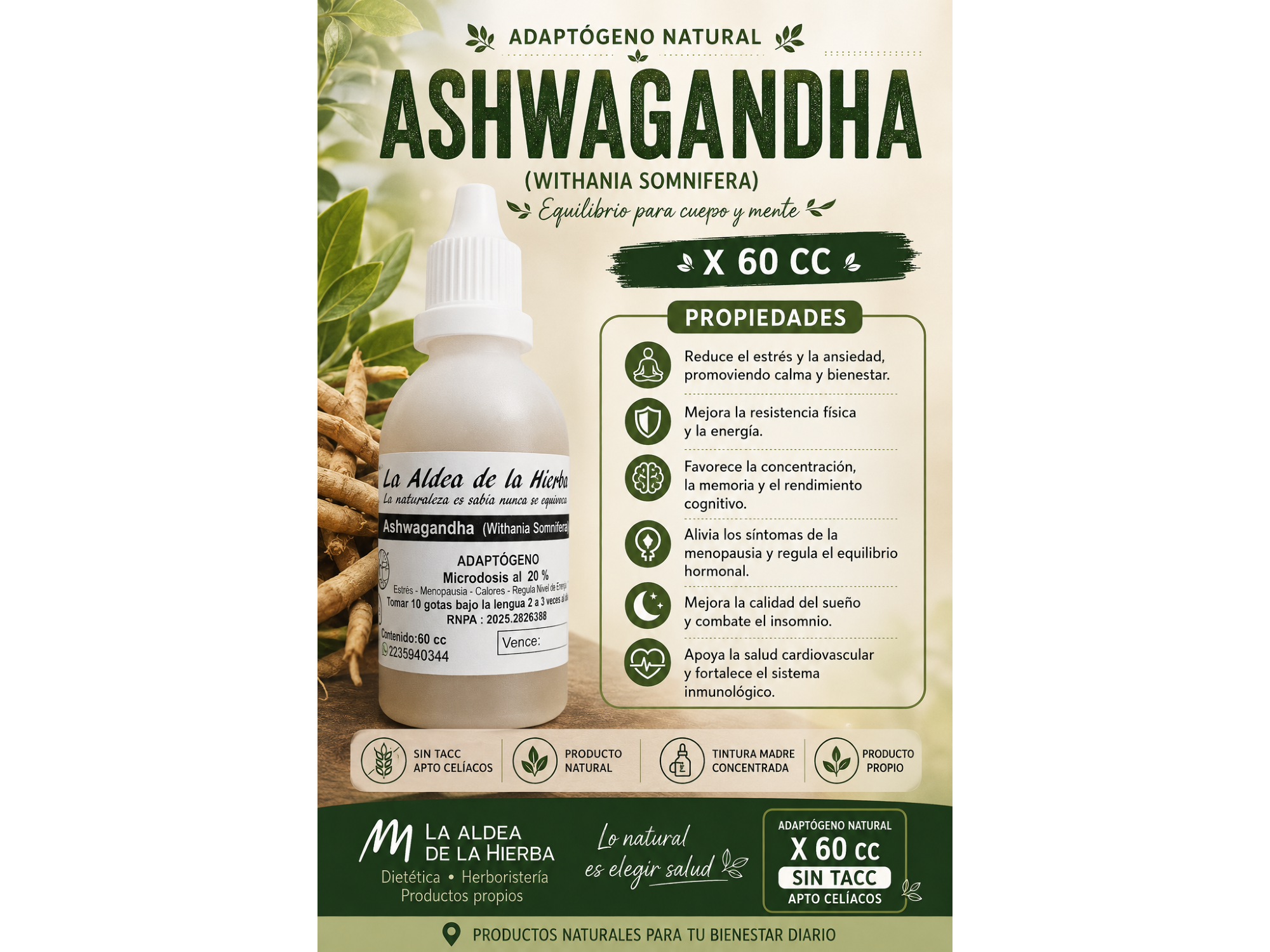 Ashwagandha — Adaptógeno x 60 cc