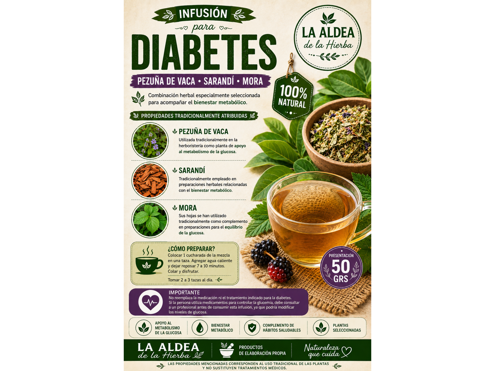 INFUSIÓN PARA DIABETES x 50 grs