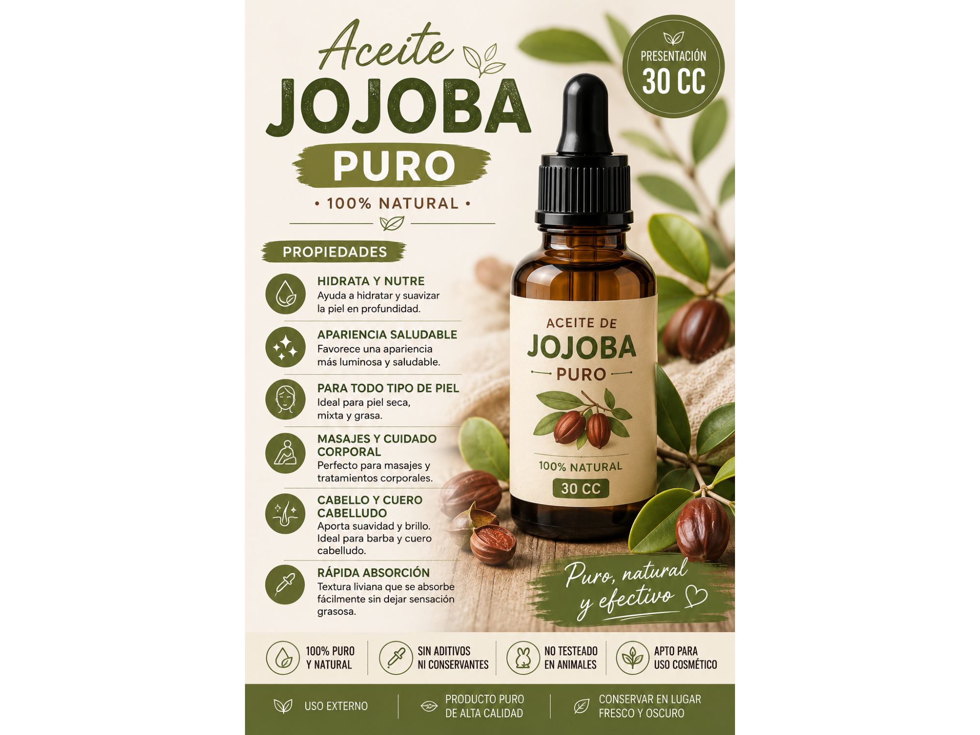 Aceite de Jojoba Puro – 30 cc