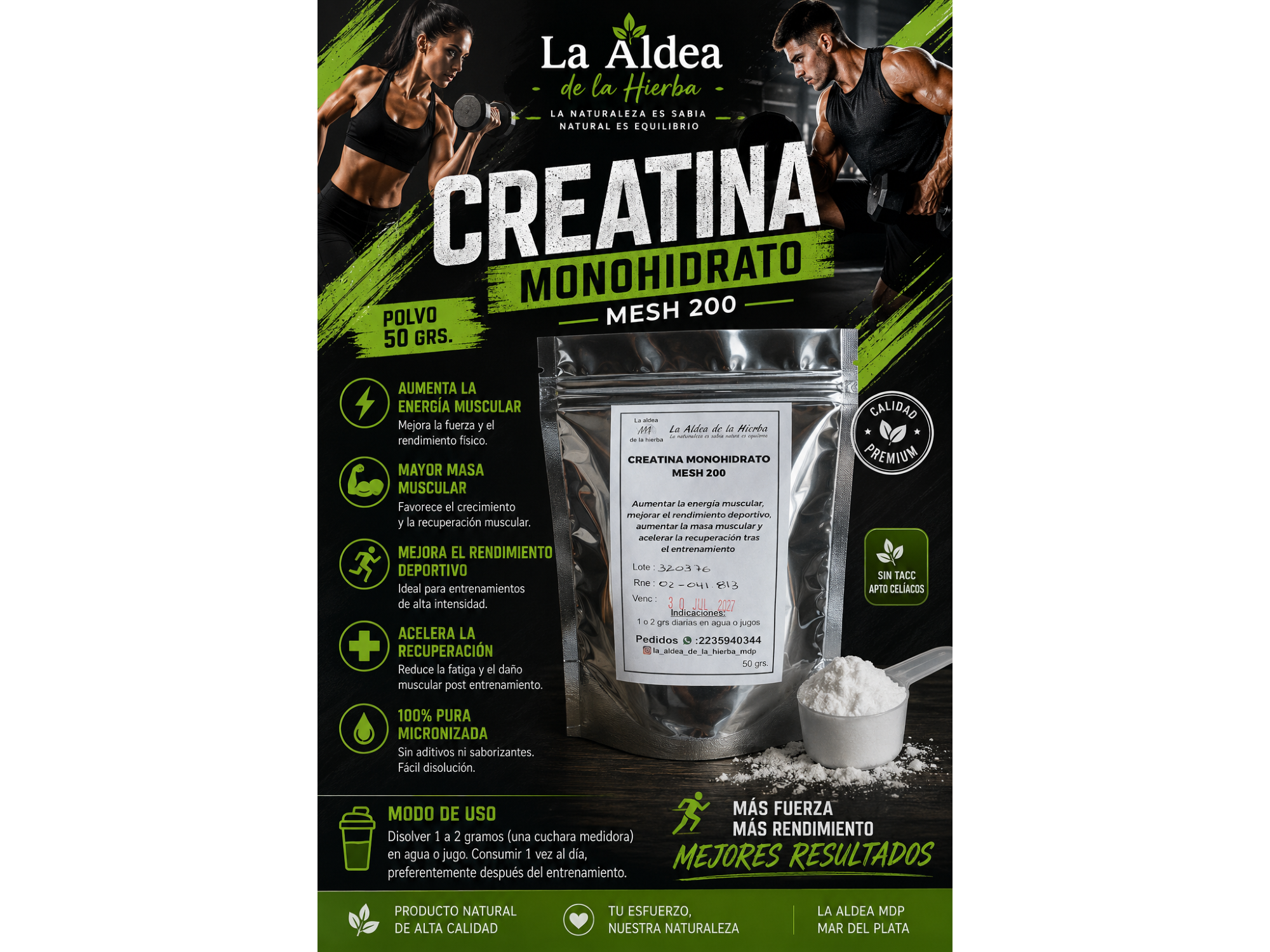 CREATINA MONOHIDRATO – POLVO 50 GRS