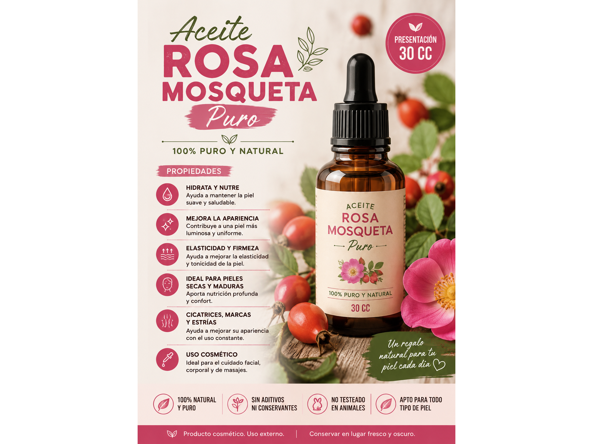 Aceite de Rosa Mosqueta Puro – 30 cc