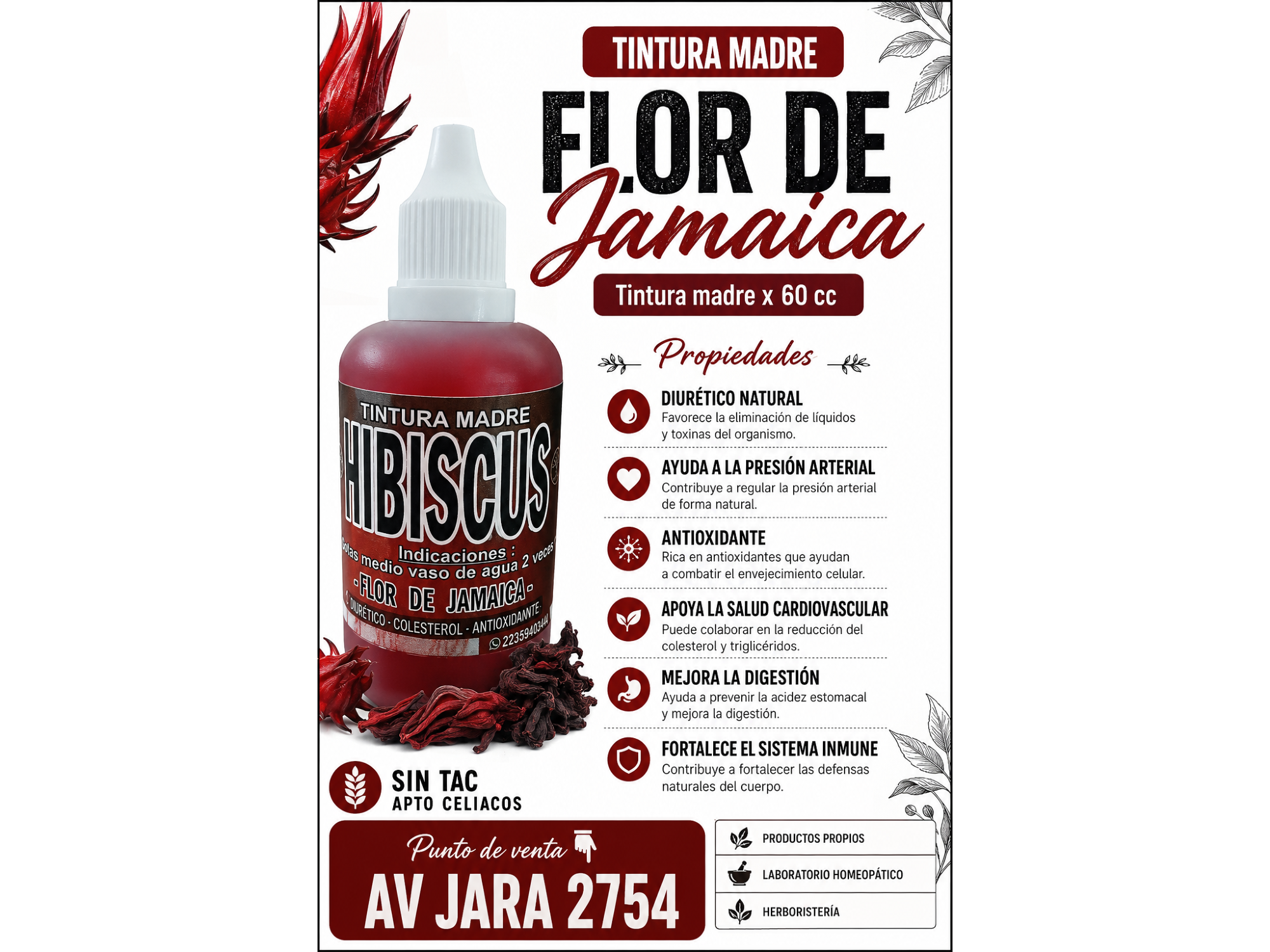 HIBISCUS — TINTURA MADRE x 60 cc