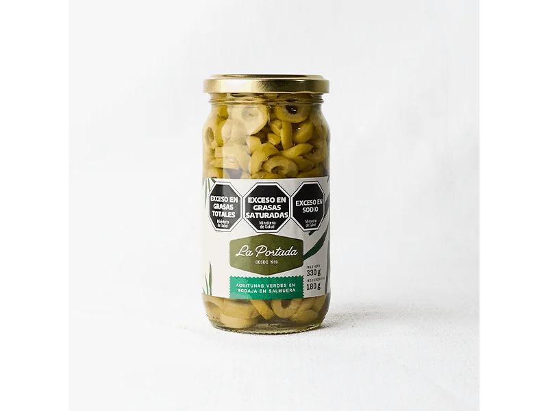 LA PORTADA FRASCO DE ACEITUNAS EN RODAJAS 180gr