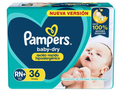 PAMPERS RECIEN NACIDO BABY-DRY RN+ (HASTA 6 KG)