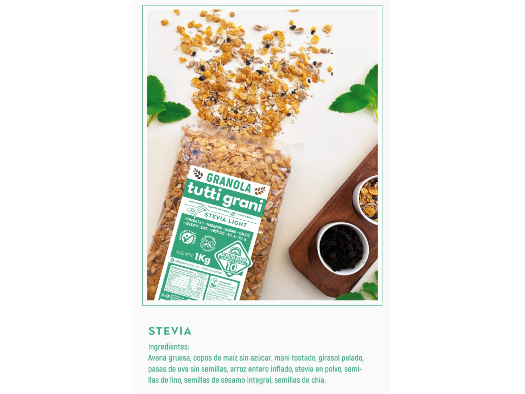 Granola con stevia horneada x 750 g