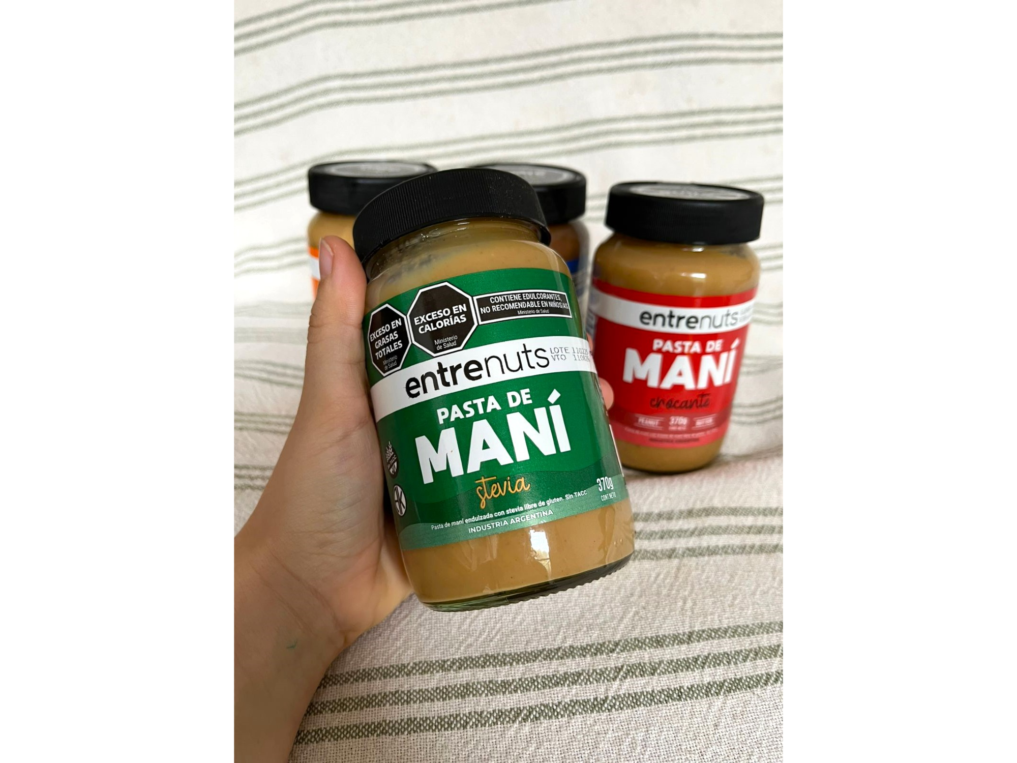 Pasta de maní c/stevia Entrenuts Frasco 370g (sin TACC)