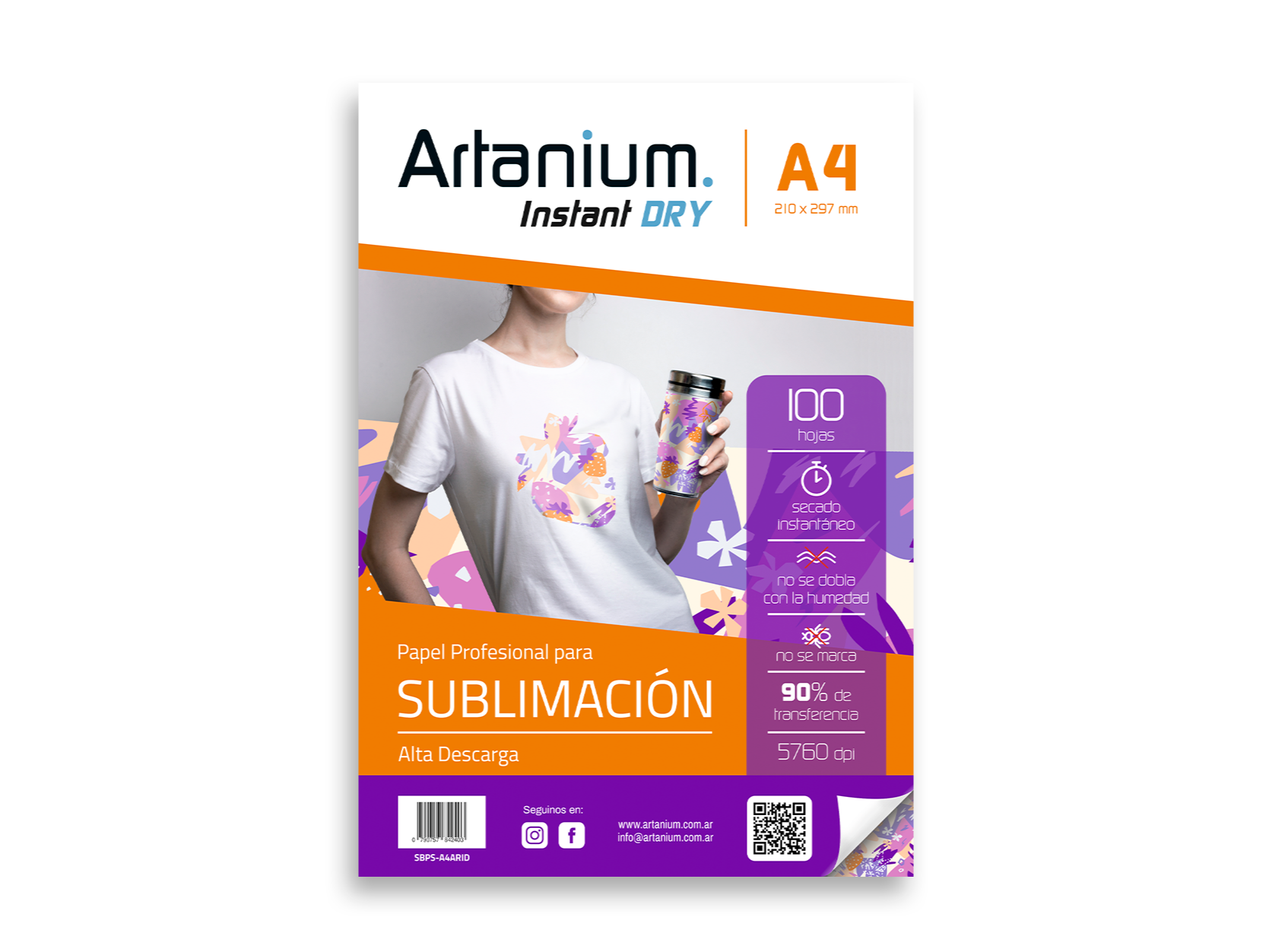 Papel para Sublimar Artanium INSTANT DRY – A4 – Paquete x 100 hojas de GRUPOVISUALRAFAELA