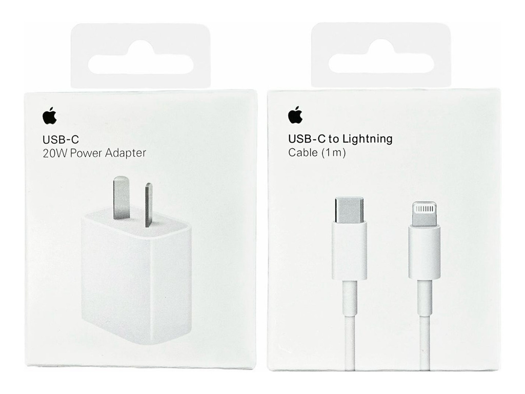 Combo cargador 20 w (fuente patas oblicuas y cable lightning)