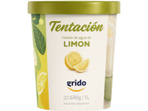 Pote Helado Tentacion Grido de Limon al agua x 690g.