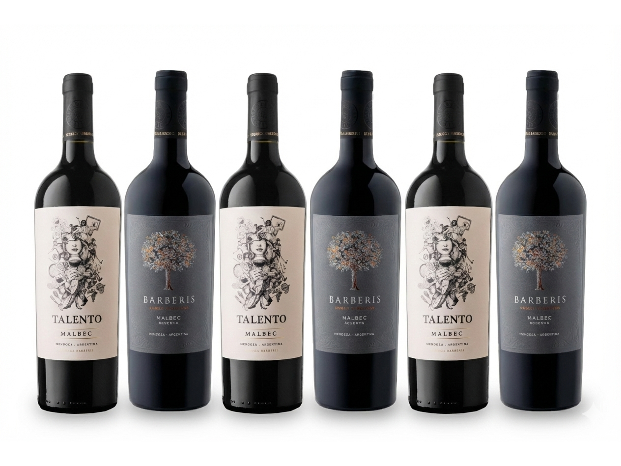 MIX NUESTRO TALENTO caja x6 (3 Talento Malbec + 3 Barberis Reserva Cabernet Franc)