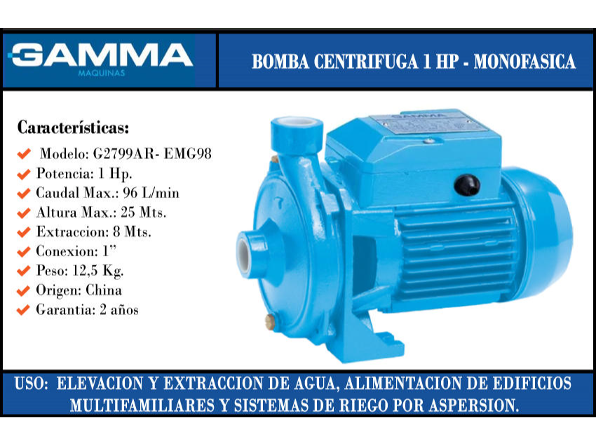 Bomba centrifuga 1hp gamma / lusqtoff