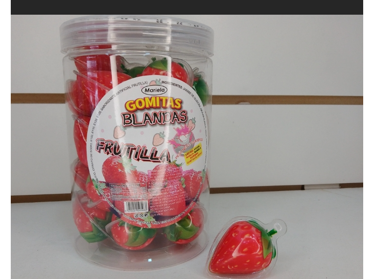 Tarro de caramelo blanco "frutillas"