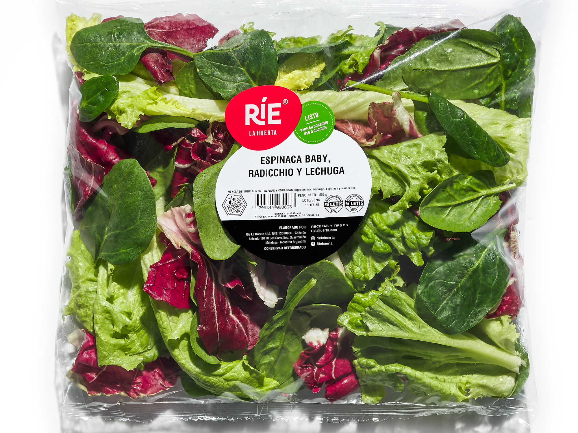 ESPINACA BABY, RADICCHIO Y LECHUGA X 150g (4-12)