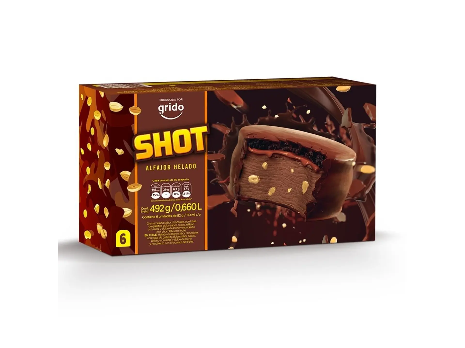 Alfajores Helado SHOT por caja (6 unidades)