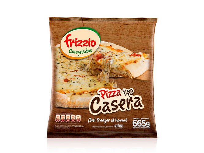 PIZZA MUZZARELA TIPO CASERA (8 porciones)