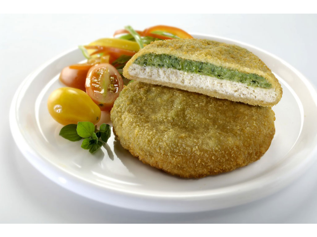 Medallon de pollo con crema de espinaca