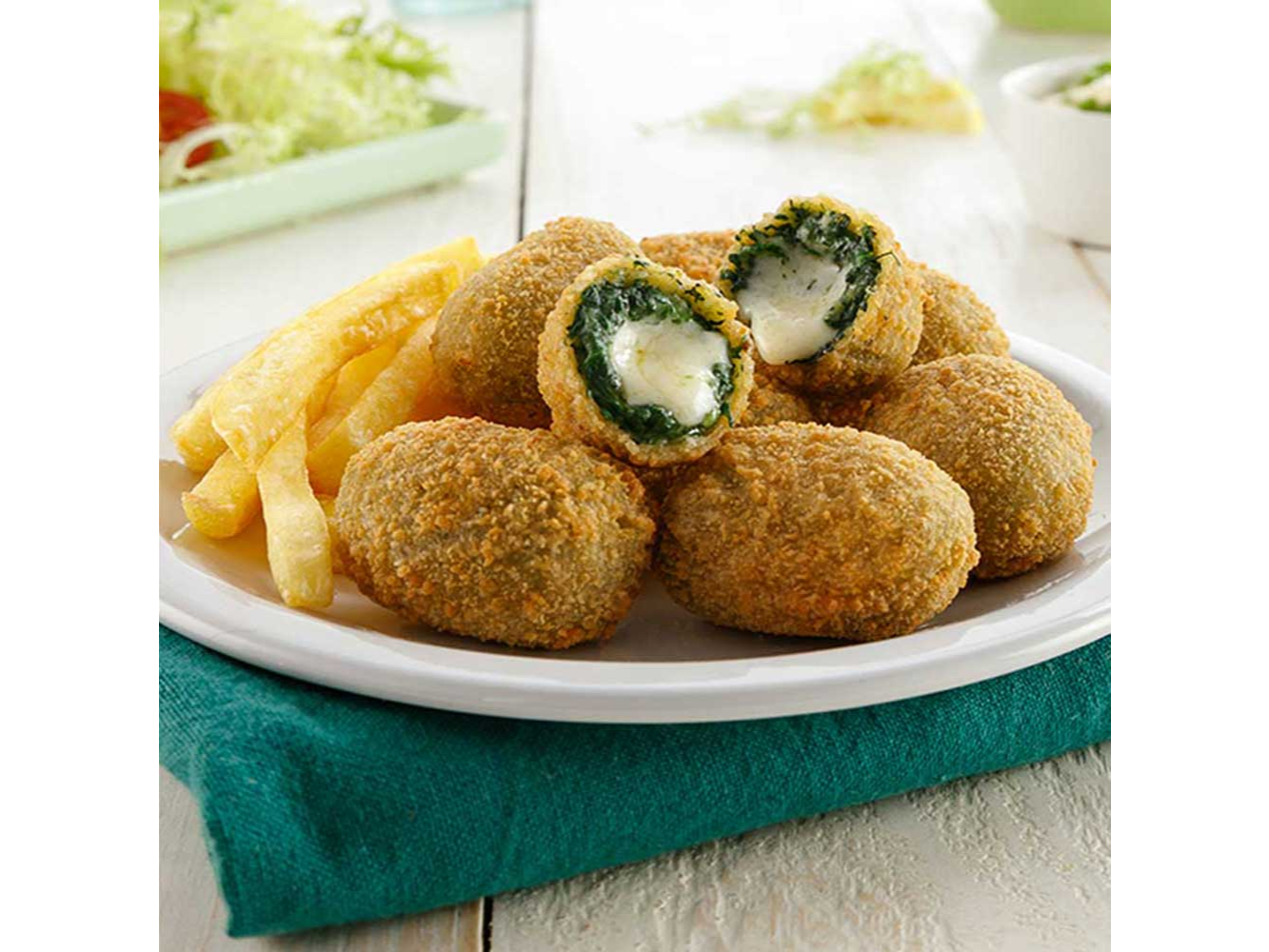 Mini croquetas rellenas con espinaca con queso