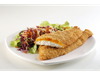 Merluza milanesa con crema dd calabaza