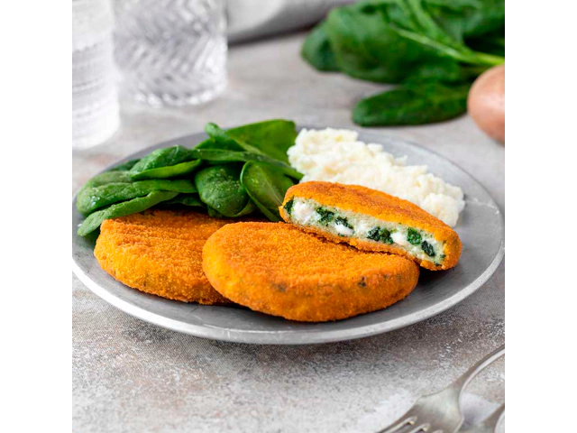 Medallon de pollo con espinaca y queso
