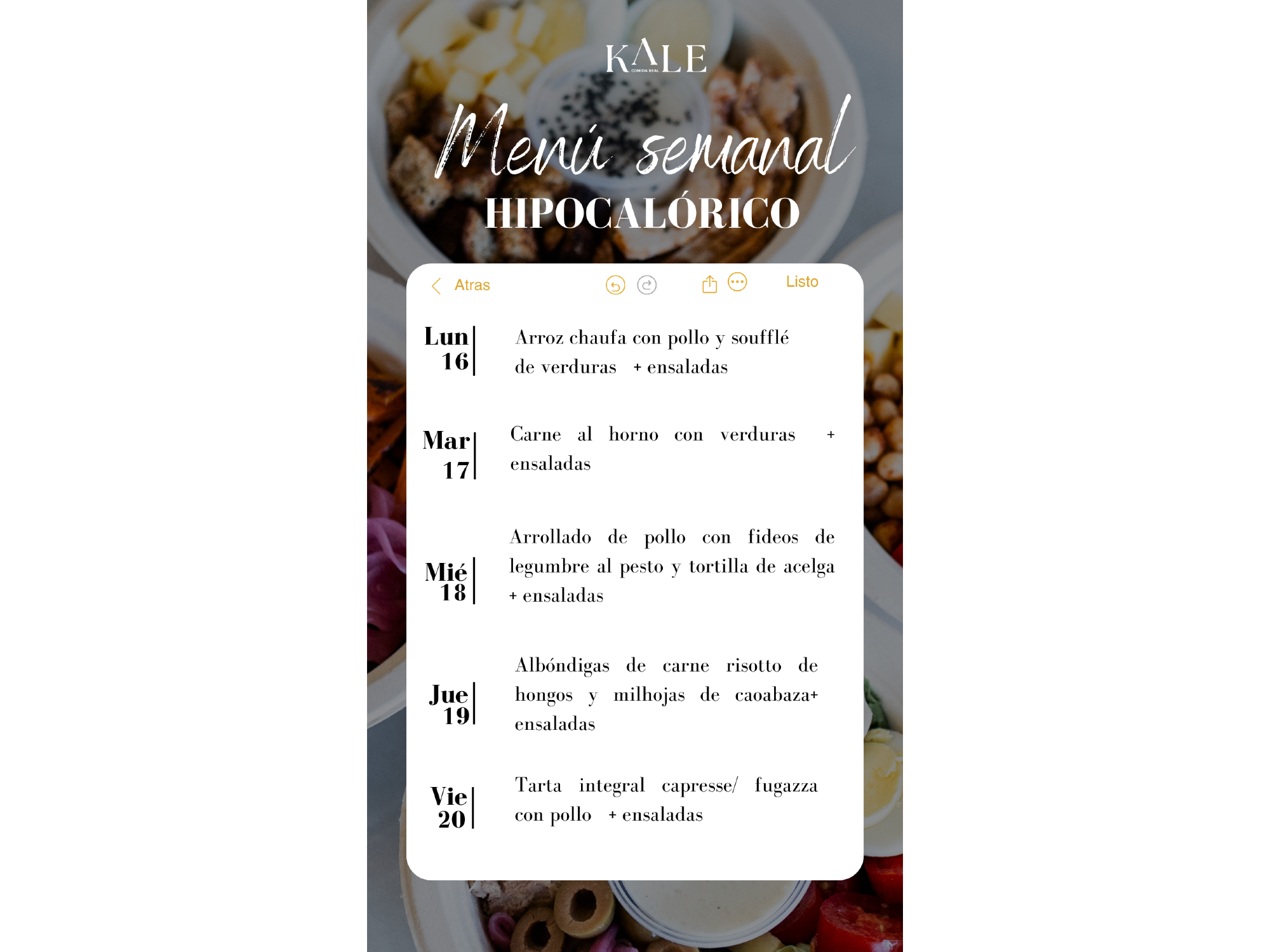 VIANDA HIPOCALÓRICA