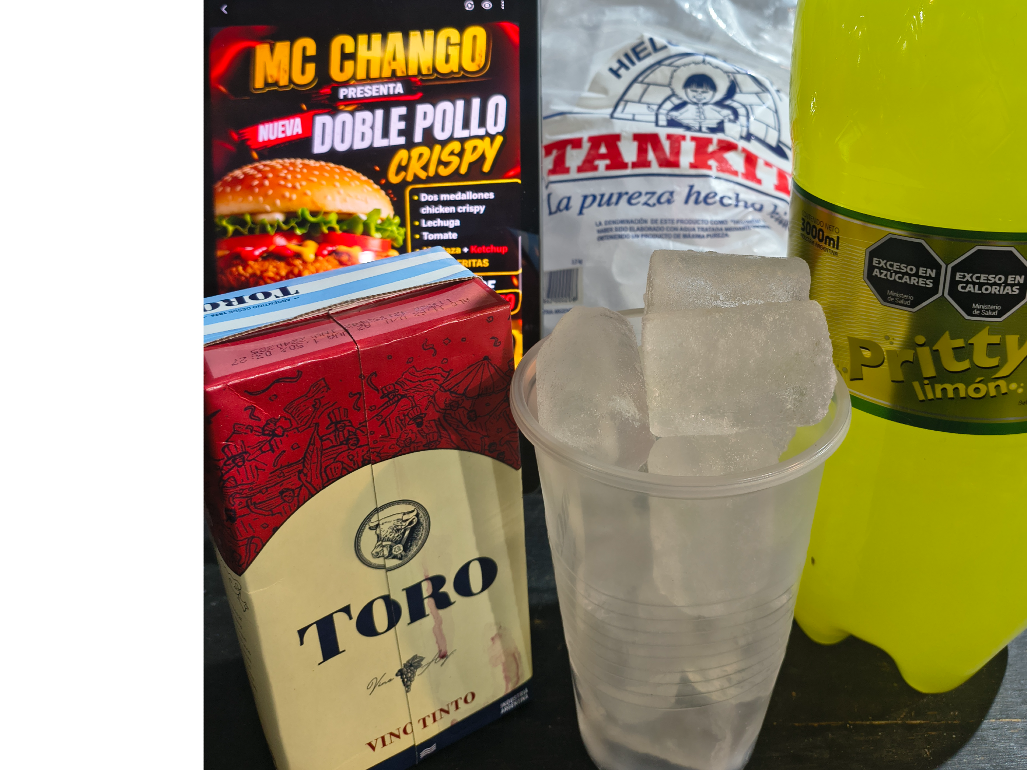 COMBO VINTO 1 LT + PRITTY 3 LTS + VASO  DE LT CON HIELO